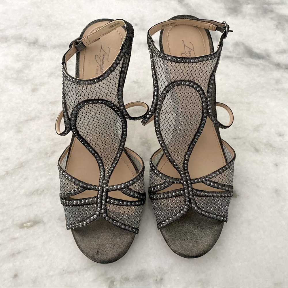 Vince Camuto Imagine Leather Evening Shoes with Metal Heals Size 9.5